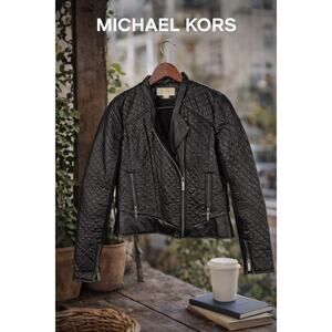 Michael Kors Black Quilted Leather Moto Jacket